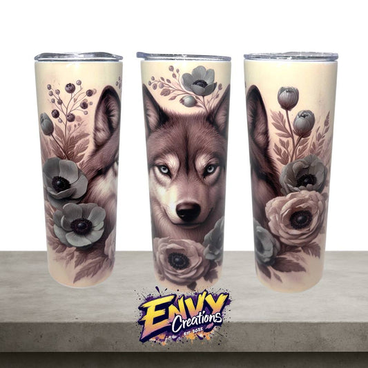 Wolf - Floral – 20oz Stainless Steel Tumbler