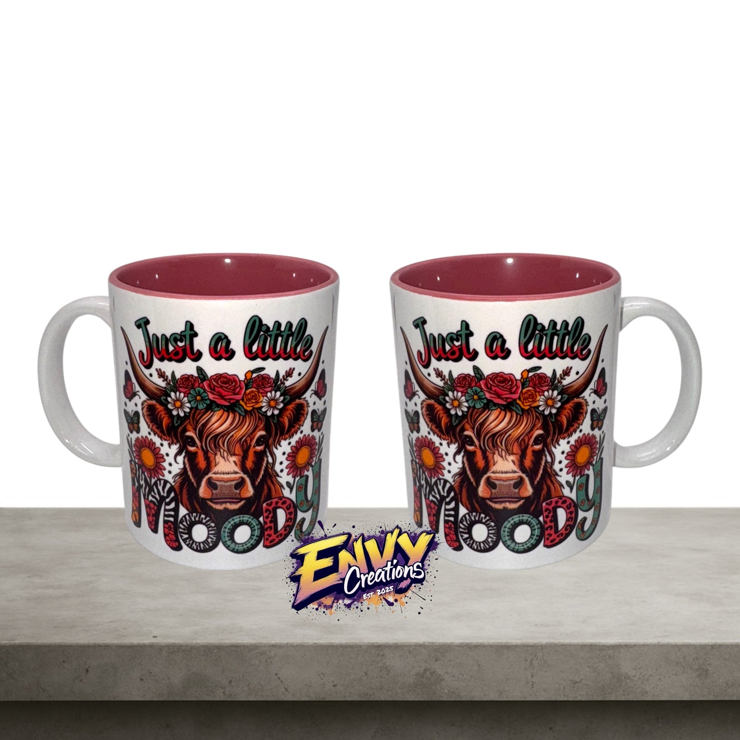 ‘Just a little moody’ highland cow mug