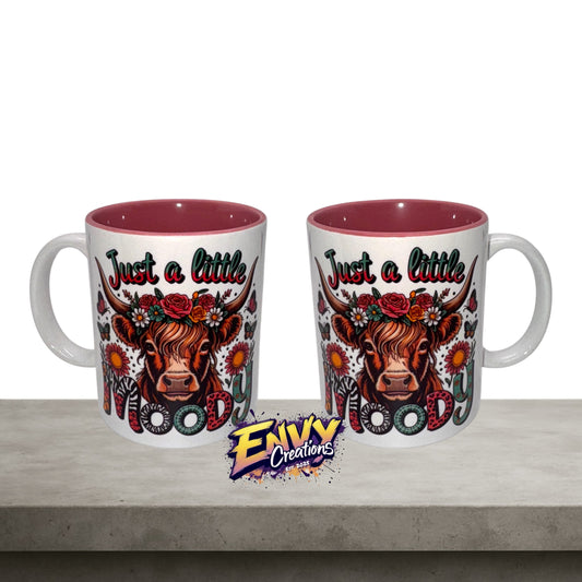 ‘Just a little moody’ highland cow mug