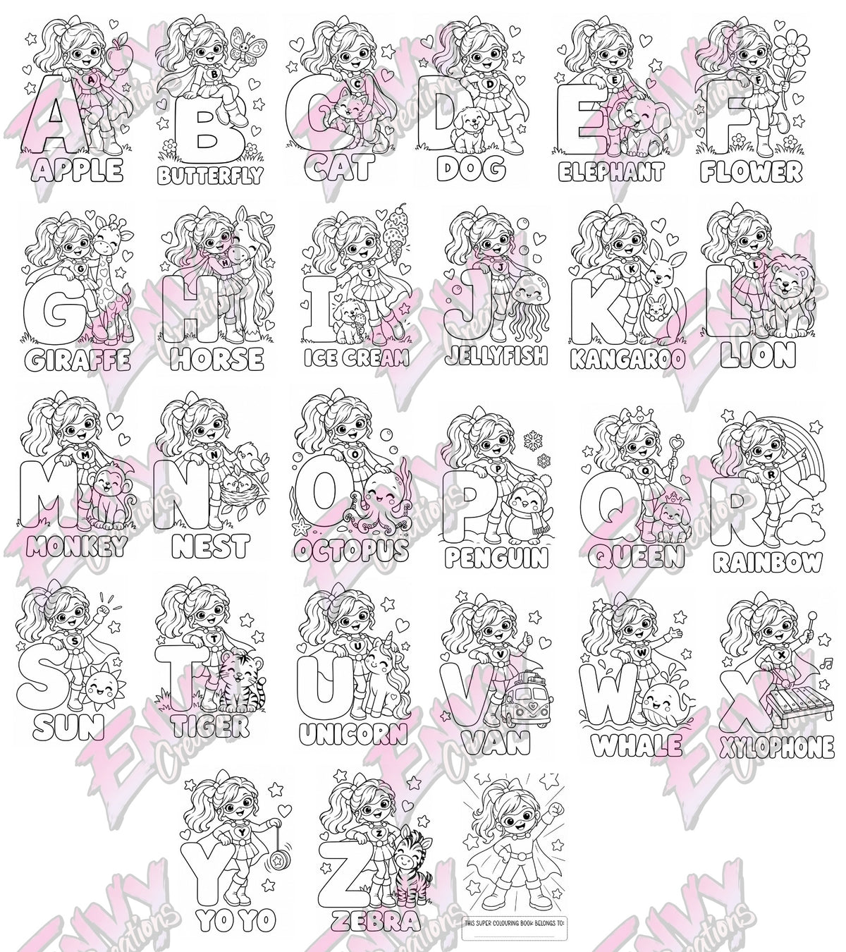 My Super A-Z | Superalpha Girls | Colouring Book