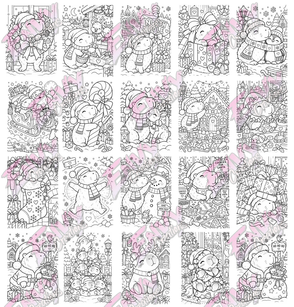 Christmas Capybara | Colouring Book